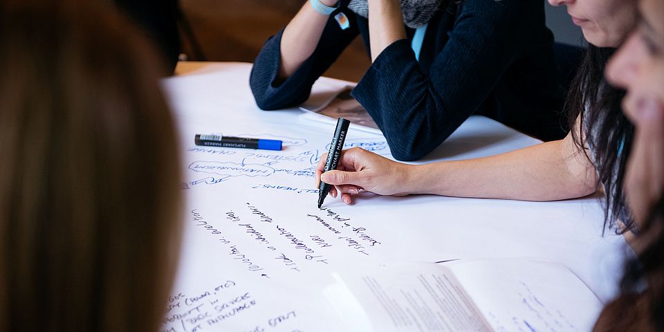 World Café - people discussing at tables