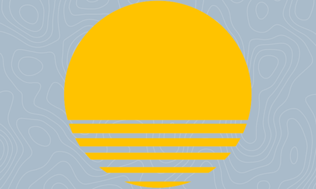 Icon einer Sonne vor blauem Hintergrund